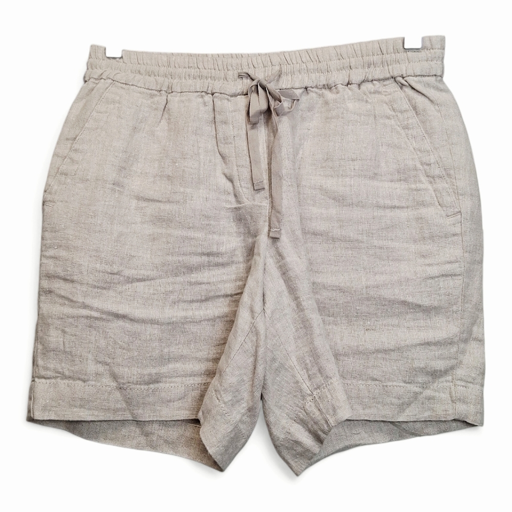 Talbots Women's Cream Linen Draw String Shorts 6" Size XS